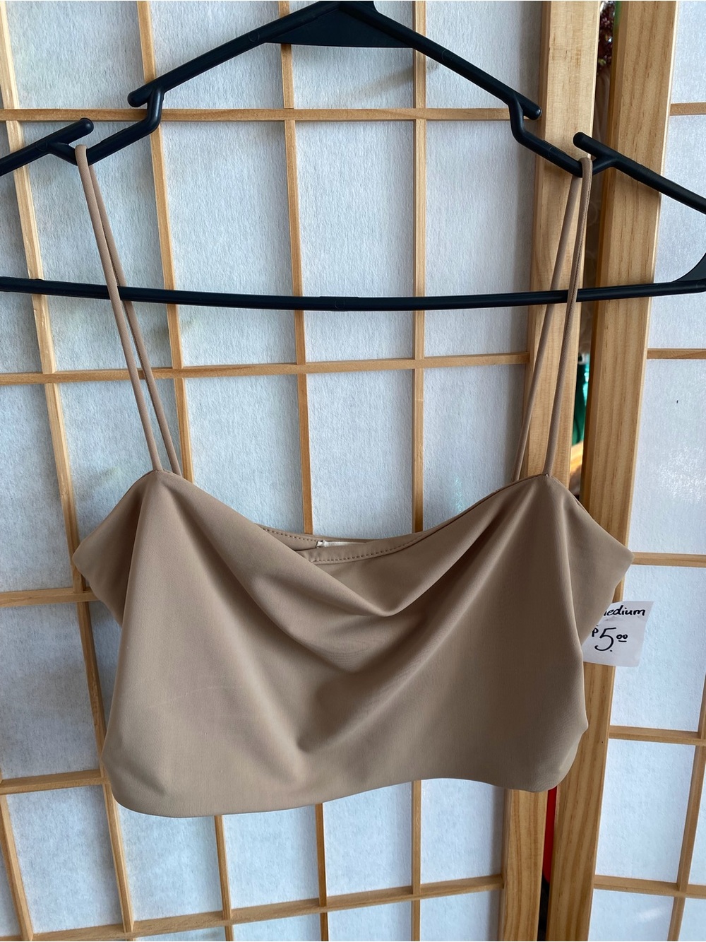 Peach Love California Tan Cowl Neck Spaghetti Strap Tank Top
